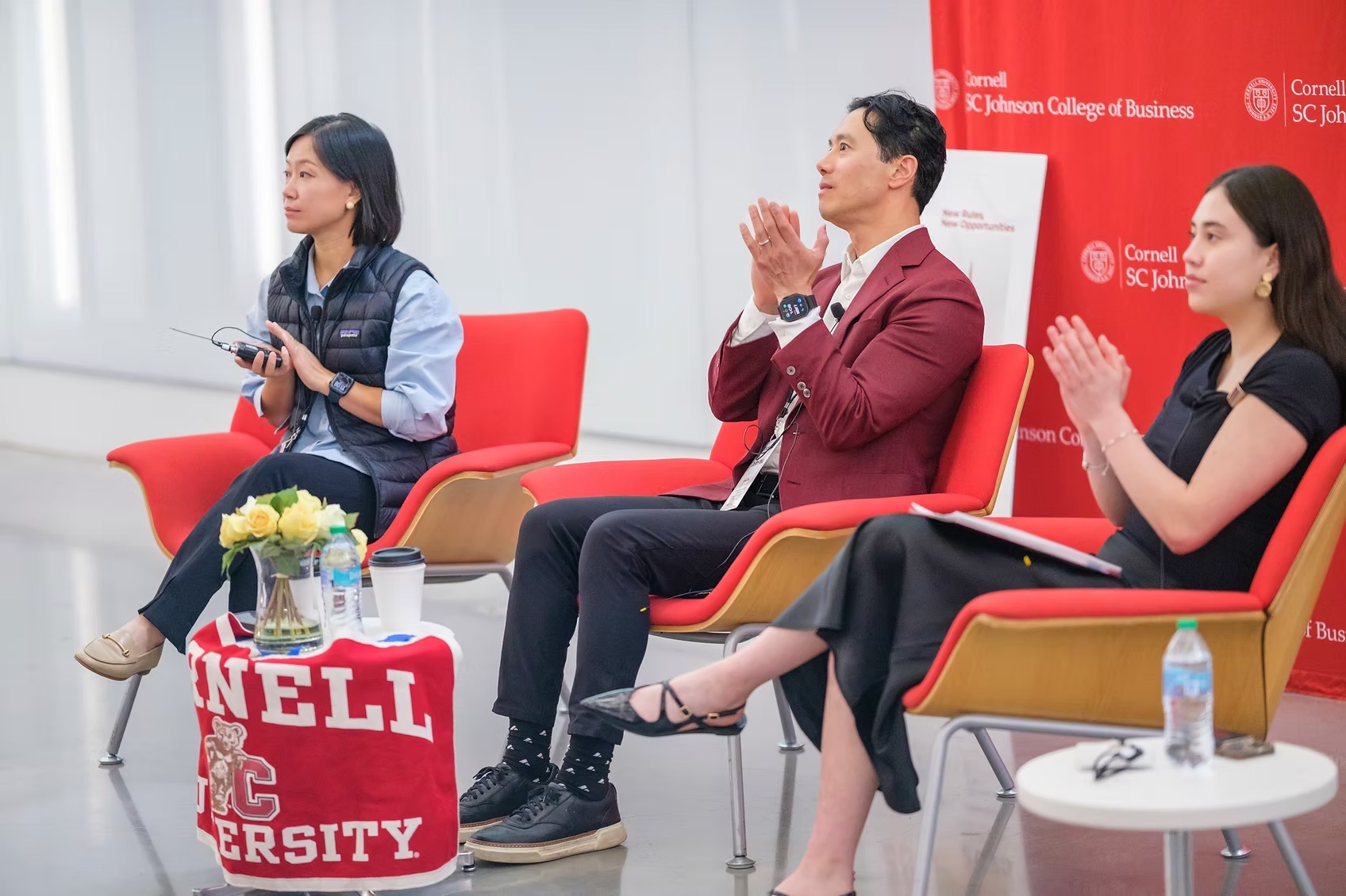 Panelists speaking at the Cornell emerging markets conference